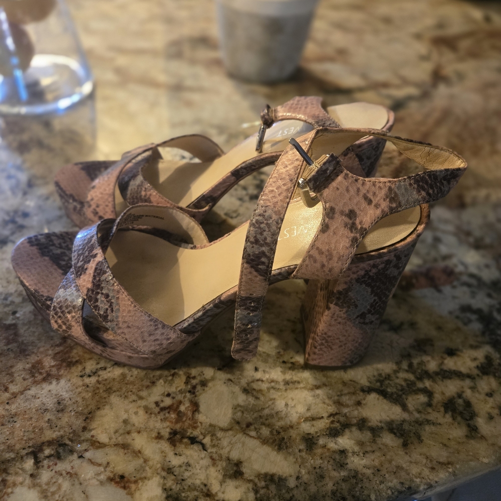 Nine West Pink Snake Print Sandals
